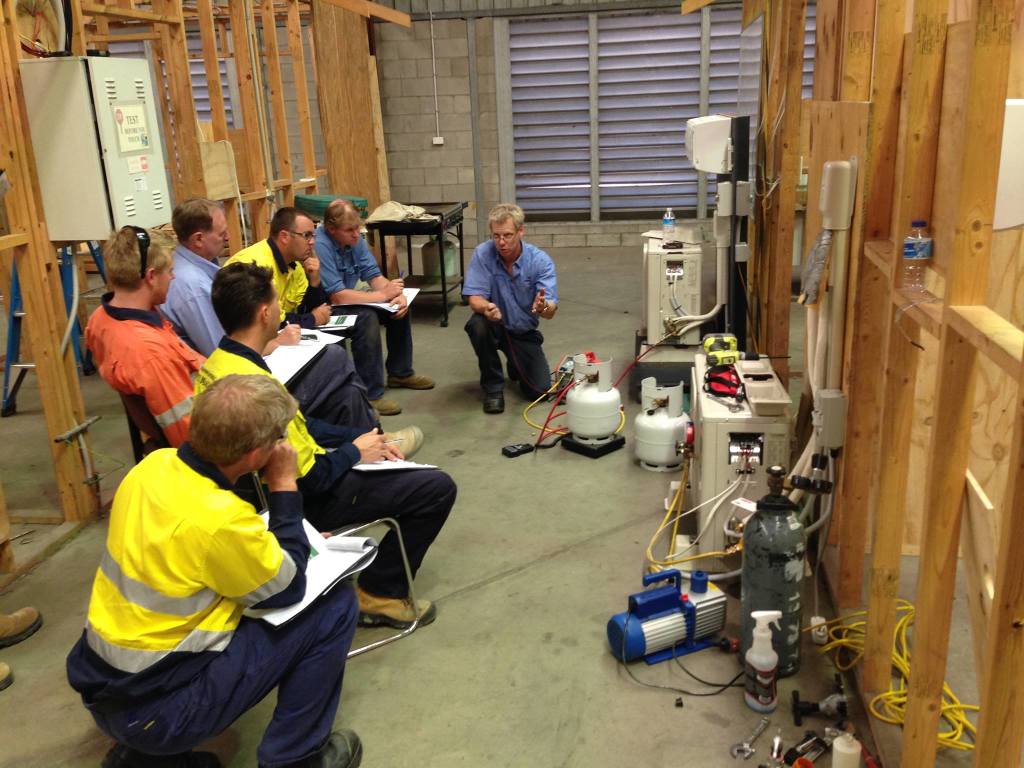 Students at our Brisbane refrigeration course | Featured image for Air Conditioning Courses Perth & Electrical Courses Perth page on Get Skilled Training.