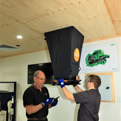 Two men taking airflow measurements | Featured image for Certificate III in Refrigeration & Air Conditioning on Get Skilled Training